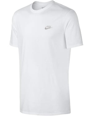 Nike Embroidered Futura T Shirt in White & Sliver Logo