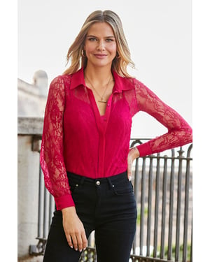 Hot Pink Luxe Lace Shirt
