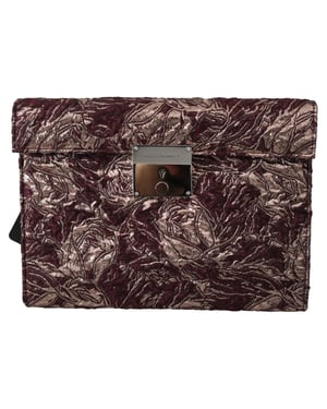 Dolce & Gabbana Bordeaux Jacquard Läder Herr Datorväska