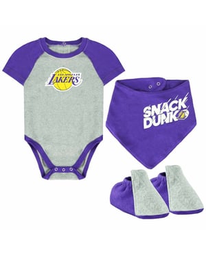 NBA Los Angeles Lakers Geboorte 3-delig Creeper Slabbetje en Flessenset VK2N1BCPY LAK