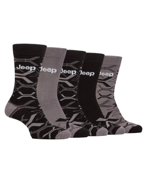 Heren Bamboe Dress Sokken | Jeep | 5-Pack Ademend Vrijetijdssokken voor Elke Dag - Zwart / Charcoal