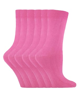 Set van 6 effen, casual katoenen damessokken - PL30 Rose
