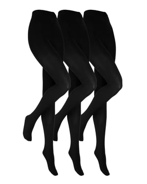 Heat Holders - 3 Pack Ladies Black Thermal Tights | Opaque Fleece Lined Tights for Winter - Black