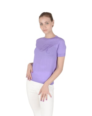 Crown Of Edinburgh Cashmere Short Sleeve Art 003 Lilac Letter K