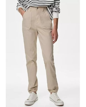 M&S Collection Ladies Cotton Blend Slim Fit Ankle Grazer Joggers Sand