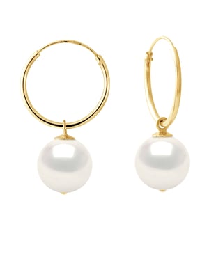 Creolen Gekweekte Parels Zoetwater Ronde 10-11mm Black Yellow Gold
