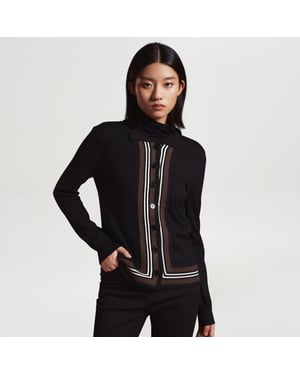 Cardigan med kontrasterande kanter