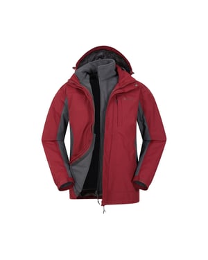 Mountain Warehouse Heren Thunderstorm 3 in 1 Waterdichte Jas (Rood)