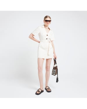 River Island Womens Skort Playsuit Beige Belted Utility