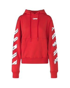 Gebroken witte Airport Tape Diag rode hoodie
