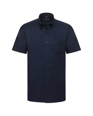 Russell Collection Mens Oxford Easy-Care Short-Sleeved Shirt (Bright Navy)