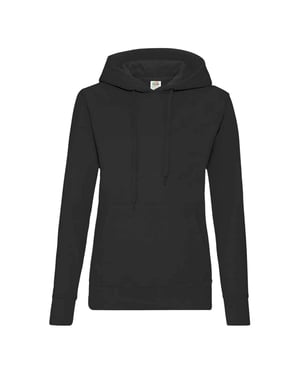 Fruit of the Loom Klassieke Dames Fit Sweatshirt Met Capuchon (Zwart)