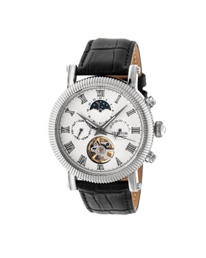 Heritor automatisch Winston semi-skelet lederen band horloge