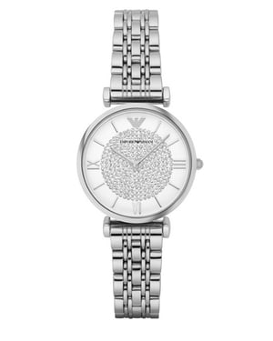Emporio Armani Gianni T-bar Dames Horloge Zilverkleurig AR1925