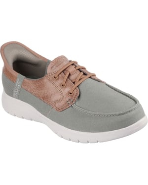 Skechers On-the-GO Flex - Palmilla Canvas/Faux Leather Women's Olive Boat Shoes
