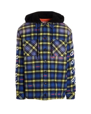 Off-White - Arrow - Vadderad flanell - Dammig blå jacka