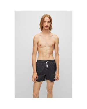 HUGO HAITI Mens Quick-Drying Swim Shorts In Recycled Fabric With Logo