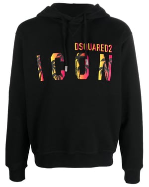 Dsquared2 Icon Tropical logo printed Hoodie in Black