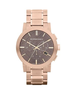 Burberry BU9353 Taupe Chronograaf Wijzerplaat Rose Verguld Staal Herenhorloge