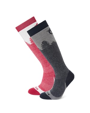 Aprica 2 Pack Womens Ski Sock Dark Indigo/Dark Pink