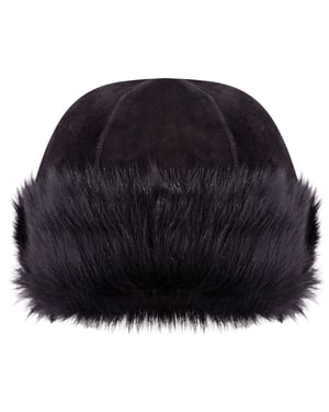 BLACK 100% fårskinn Shearling läder Toscana päls Beanie rund bucket hatt