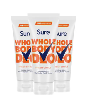 Sure Fresh Citrus Whole Body Deodorant Cream Aluminium Free 50ml, 3 Pack