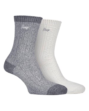 Jeep - Set van 2 superzachte sokken voor wandelschoenen voor dames - Leisteen / Room