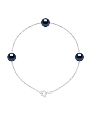 Bracelet 3 Real Cultured Freshwater Pearls Round 7-8 mm