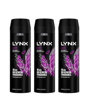 Lynx XL 48-H High Definition Fragrance Excite Body Spray Deodorant 3 Pack, 200ml