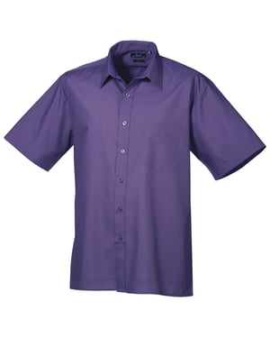 Premier Heren Korte Mouw Formele Poplin Gewoon Werk Shirt (Paars)