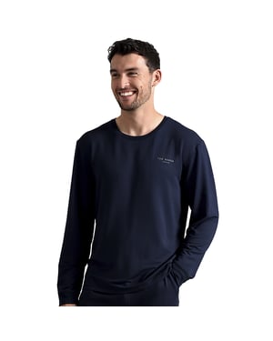 Ted Baker Long Sleeve Pyjama Top | Breathable Casual Mens Long Sleeve T Shirt - Navy