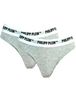 Philipp Plein Grå Stringtrosor Två-pack
