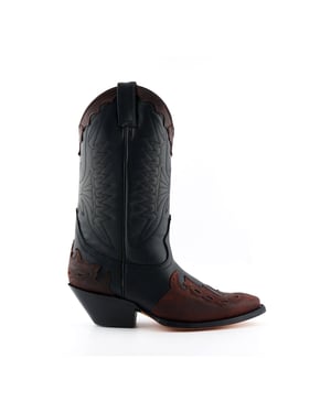 Grinders Unisex Black/Burgundy Leather Cowboy Boots-Arizona