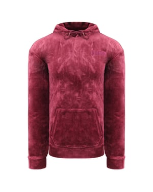 Puma Embroidered Womens Wine Red Velour Hoodie