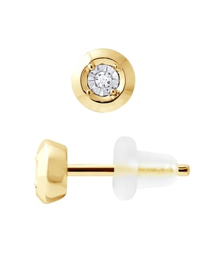 Diamanten oorknopjes 0,020 0,50 Cts Cts Illusion Yellow Gold