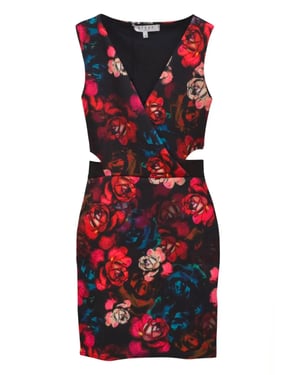 Floral Cut Out Scuba Dress