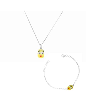 Orphelia 'Minion' Child's 925 Sterling Silver Set: Chain-Pendant + Bracelet - Silver SET-7135/2