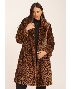 Leopard Double Breasted Longline Furcoat