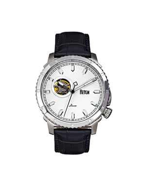 Reign Bauer Automatic Semi-SkeletonLeather-Band Watch