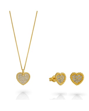 Orphelia 'Elite' Women's 925 Sterling Silver Set: Necklace + Earrings - Gold SET-7566/G