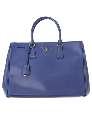 Prada Grote Galleria Handtas in Blauw Saffiano Leer