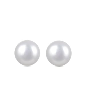 Luxenter Essential Oorbellen in 925 Sterling Zilver en Witte Parel afgewerkt in 18 karaat geel goud