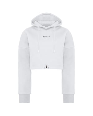 BoxRaw Johnson Womens White Cropped Hoodie