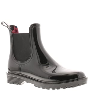 Platino Womens Ankle Wellies Splash Slip On black
