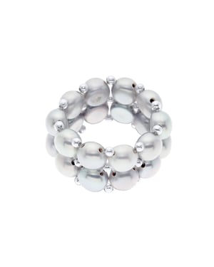Ring 2 Rows - Hand Made - of Real Freshwater Pearls