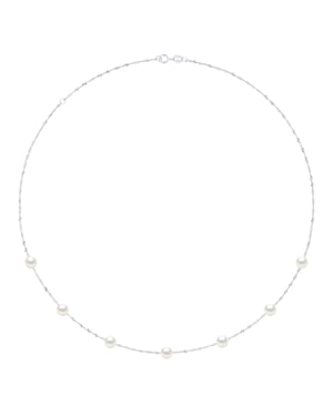 Pärlhalsband - 7 äkta odlade sötvattenspärlor runda 6-7 mm