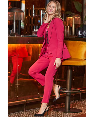 Rich Pink Tapered Leg Trousers