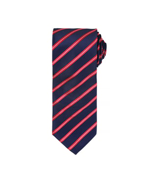 Premier Mens Sports Stripe Pattern Formal Work Tie (Navy/ Red)