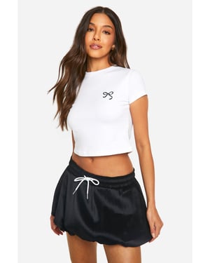 Drawcord Waist Puff Ball Mini Skirt