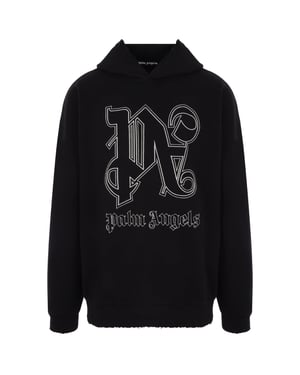 Palm Angels Monogram Statement Logo Svart Hoodie